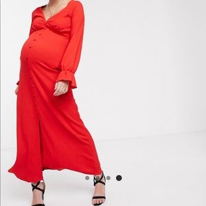 ASOS Maternity long sleeve button textured maxi dress
